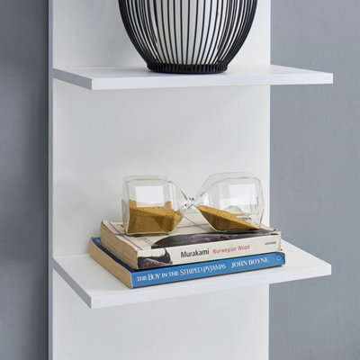 Alivio 5 Tier Wall Shelf Unit Narrow Space Saving Smooth Finish - White