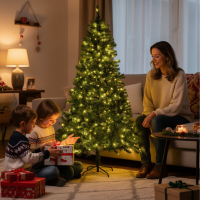 Alivio 6ft Artificial Christmas Tree with LED Lights & Stand for Home ...