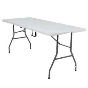 Alivio 6ft Folding Table 183 x 76 x 72cm, Heavy Duty Trestle Table for Wedding Market Garden Party Picnic Indoor Outdoor - White
