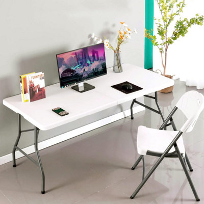 Alivio 6ft Folding Table Heavy Duty Trestle Table 180 x 70 x 74cm for Wedding Market Garden Party Picnic Indoor Outdoor - White - 3