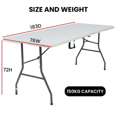 Alivio 6ft Folding Table Heavy Duty Trestle Table 180 x 70 x 74cm for Wedding Market Garden Party Picnic Indoor Outdoor - White - 4