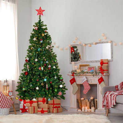 TKOOFN 4-7 FT Pre-Lit Artificial Christmas Tree – 80 Warm White LED Lights, PVC/Metal
