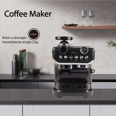 Alivio Bean to Cup Coffee Machine, Automatic Coffee Maker with Grinder & Milk - Black