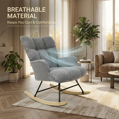Alivio Comfortable Teddy Rocking Arm Chair for Nursery Bedroom Balcony ...