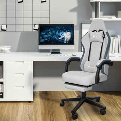 Alivio Fabric Gaming Chair for Adults with Footrest & Back Support - Grey