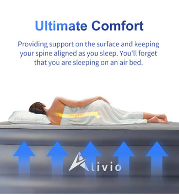 Alivio Fast Inflating Double Air Bed with Auto Inflating Electric Built in  Pump