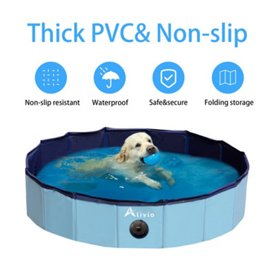 Alivio Foldable Dog Pool Dog Paddling Pool, PVC Non-Slip Foldable