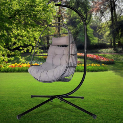 Alivio Hanging Egg Chair Basket Chair with Cushion Swing Egg Chair for Indoor Outdoor Patio Garden 202 x 129 x 68cm DIY at B Q