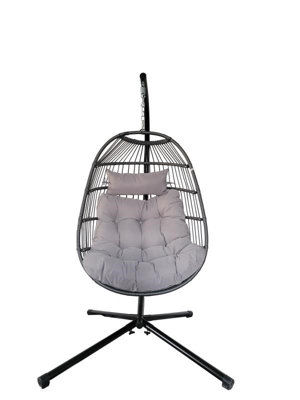 Alivio Hanging Egg Chair Basket Chair with Cushion Swing Egg Chair for Indoor Outdoor Patio Garden 202 x 129 x 68cm - 3