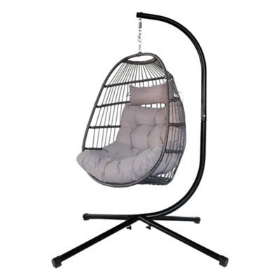 Alivio Hanging Egg Chair Basket Chair with Cushion Swing Egg Chair for Indoor Outdoor Patio Garden 202 x 129 x 68cm - 4