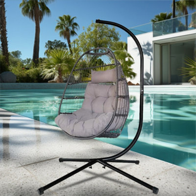 Alivio Hanging Egg Chair Basket Chair with Cushion Swing Egg Chair for Indoor Outdoor Patio Garden 202 x 129 x 68cm - 6