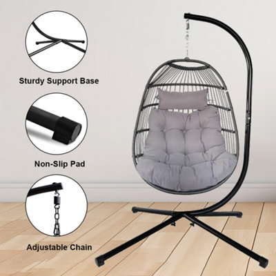 Alivio Hanging Egg Chair Basket Chair with Cushion Swing Egg Chair for Indoor Outdoor Patio Garden 202 x 129 x 68cm - 7
