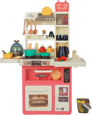 Alivio Kids Kitchen Playset Toys, Kitchen Set Toys with Sound Lights Cooking Stove and Play Sink (Pink)