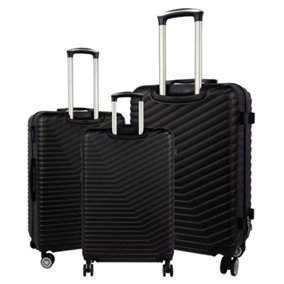 Alivio Lightweight Black Hard Shell ABS Suitcase Set Luggage Travel Trolley Set of 3 Cabin Cases