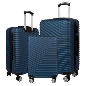 Alivio Lightweight Navy Blue Hard Shell ABS Suitcase Set Luggage Travel Trolley Set of 3 Cabin Cases