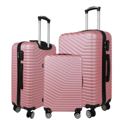 Alivio Lightweight Rose Gold Hard Shell ABS Suitcase Set Luggage Travel Trolley Set of 3 Cabin Cases