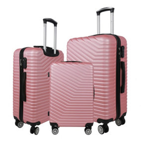 Alivio Lightweight Rose Gold Hard Shell ABS Suitcase Set Luggage Travel Trolley Set of 3 Cabin Cases