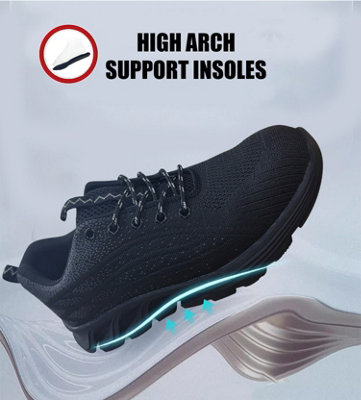 Alivio Lightweight Steel Head Safety Shoes Breathable Toe Cap, Safety Trainers Men Women (Size 9)