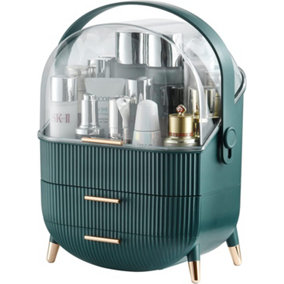 Alivio Multi-Function Makeup Case Dustproof Waterproof Cosmetics Storage Box, Bedroom Dressing Makeup Organiser - Dark Green