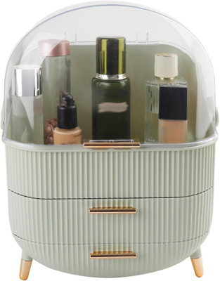Alivio Multi-Function Makeup Case Dustproof Waterproof Cosmetics Storage Box, Bedroom Dressing Makeup Organiser - Mint Green Price Comparisons | Compare The Build