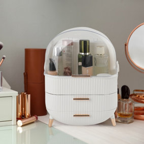 Alivio Multi-Function Makeup Case Dustproof Waterproof Cosmetics Storage Box, Bedroom Dressing Makeup Organizer - White