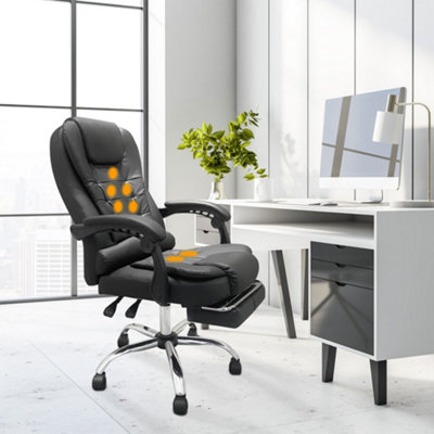 Massage Office Chair, Reclining Office Chair with Footrest