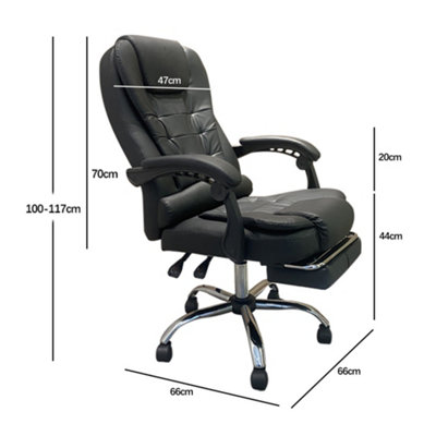 Executive Office Massage Recliner Chair With Footrest - Black - Alivio