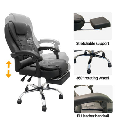 Executive Office Massage Recliner Chair With Footrest - Black - Alivio