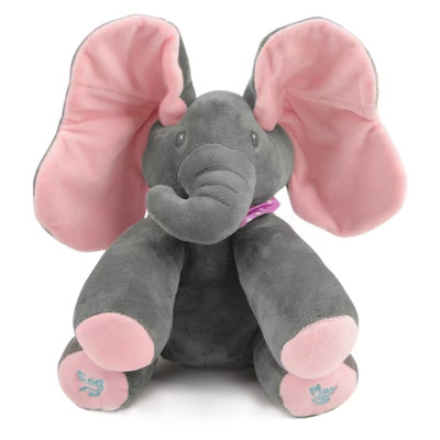 Alivio Peek A Boo Singing Elephant Plush Toy Talking Singing Elephant Plush Huggable Baby Toy