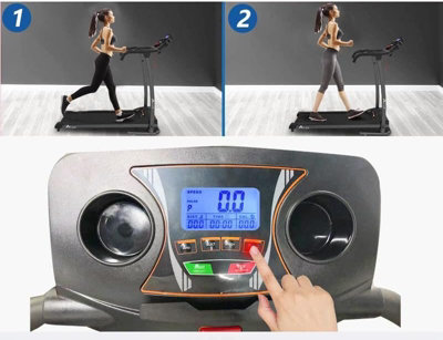 Alivio Pro 1.5HP Electric Treadmill, Foldable Design with Bluetooth Speakers, 1-12 km/h LCD Display Running Machine