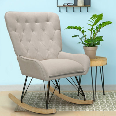 Alivio Rocking Chair Armchair - Comfortable Velvet Rocking Chair for Living Room, Bedroom, Nursery