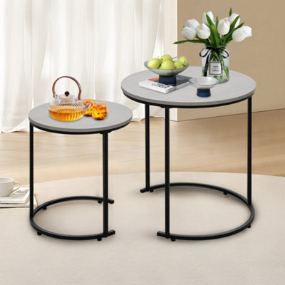 Alivio Set of 2 Round Nesting Coffee Table, Modern Side Tables for ...