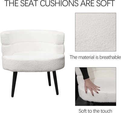 Alivio Sherpa Chair, Sherpa Sofa Chair for Living Room Bedroom Dining Room Makeup Office Reception Cafe Bar - White