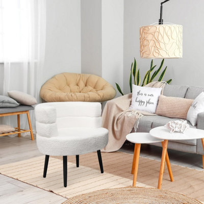 Alivio Sherpa Chair, Sherpa Sofa Chair for Living Room Bedroom Dining Room Makeup Office Reception Cafe Bar - White