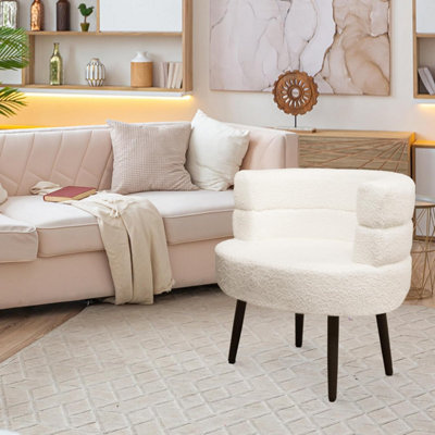 Alivio Sherpa Chair, Sherpa Sofa Chair for Living Room Bedroom Dining Room Makeup Office Reception Cafe Bar - White