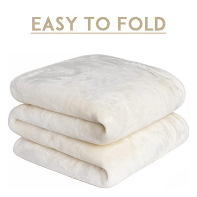 Alivio Small Faux Fur Mink Throw Luxury Super Soft Plain Bed Sofa Settee Throw Blanket - Cream - 5