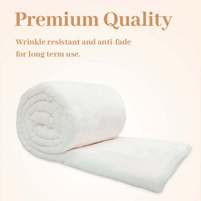 Alivio Small Faux Fur Mink Throw Luxury Super Soft Plain Bed Sofa Settee Throw Blanket - Cream - 6