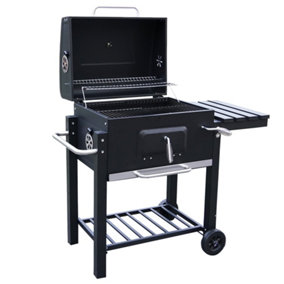 Alivio Smoker Barbecue Charcoal, Portable BBQ with Lid Cover, Adjustable Grill and Built-in Temperature Gauge for Home Garden