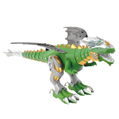 Alivio Walking Spraying Dinosaur Toy, Fire Breathing Water Spray with Lights and Sounds for Kids - Green
