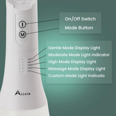 Alivio Water Flosser Rechargeable Dental Oral Irrigator, 5 Jet Tips,  400ml Capacity, IPX7 Water Proof