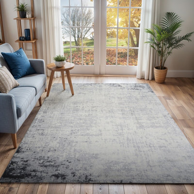 ALIX Abstract Modern Marble Charcoal Area Rug 200 x 275 cm