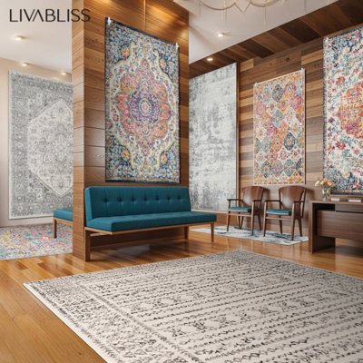 ALIX Abstract Modern Marble Charcoal Area Rug 200 x 275 cm