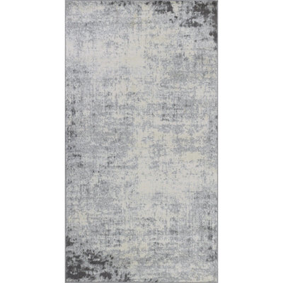 ALIX Abstract Modern Marble Charcoal Area Rug 80 x 150 cm