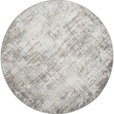 ALIX Round Abstract Modern Marble Medium Grey Area Rug 160 x 160 cm