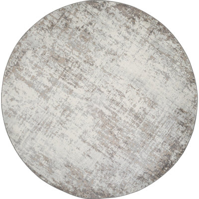 ALIX Round Abstract Modern Marble Medium Grey Area Rug 200 x 200 cm