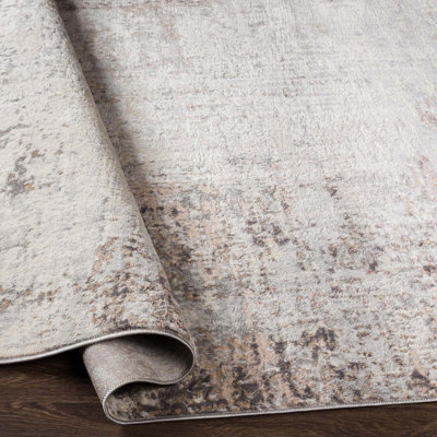 ALIX Round Abstract Modern Marble Medium Grey Area Rug 200 x 200 cm