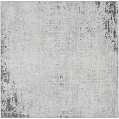 ALIX Square Abstract Modern Marble Charcoal Area Rug 200 x 200 cm