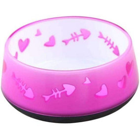 All For Paws Anti Slip Cat Bowl Pink Fish