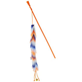 All For Paws Furry Ball Long Fluffy Wand Orange