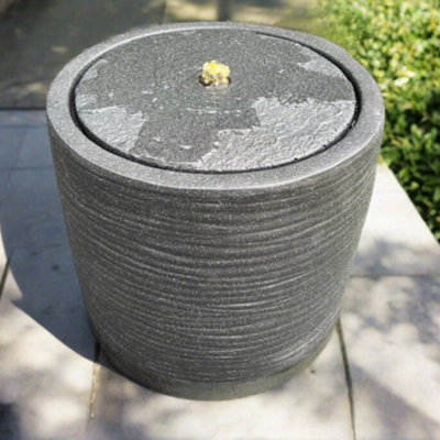 All Pond Solutions Round Water Feature with LED Lights - Plug Powered ...